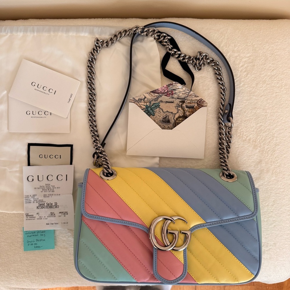 Gucci Marmont Pastel Striped Women's Bag